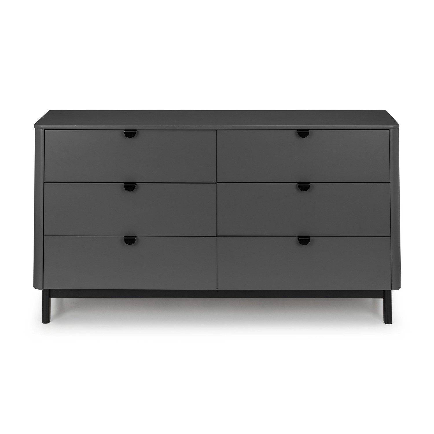 Read more about Wide dark grey modern chest of 6 drawers with legs chloe julian bowen